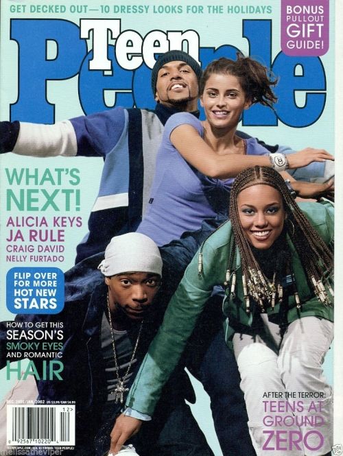 slowwdownnn:  westcoastchris:  JaRule, Alicia Keys, Nelly Furtado & Craig David, Teen People, December 2001  thoSE WERE THE FUCKING DAYS