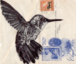 artspvce:biro pen on vintage envelope ||