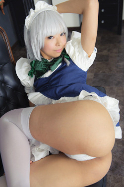 asian-booty:  Super round thick Asian booty upskirt in tiny white thong.