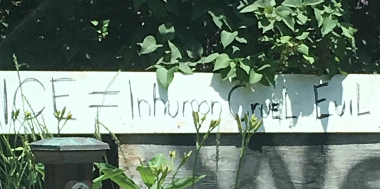 femoids:  A sign on my street  “ICE = Inhuman Cruel Evil”