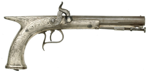 Percussion saw handle pistol made from German silverSold At Action: $2,070