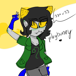 kittymarinaquartz:  LOOK AT WHAT I MADE FOR PLAYBUNNY I HEARD SHE LIKES NEPETA (btw this is my headcanon nepeta) MAN IM TIRED 