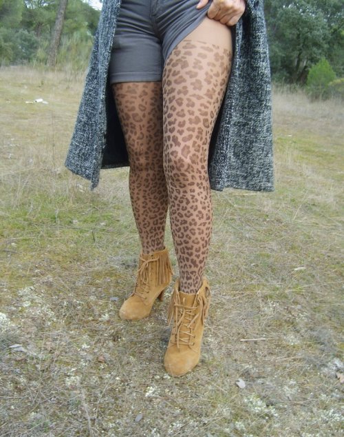 Hot wife showing legs in animal print pantyhose by Minio69 Tumblr with a sexy wife –> Minio