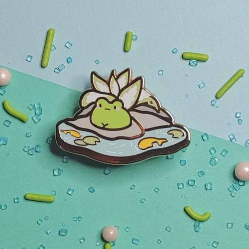 littlealienproducts:Froggy Pond Enamel Pin by MarshmallowCafe@coldbrewslut