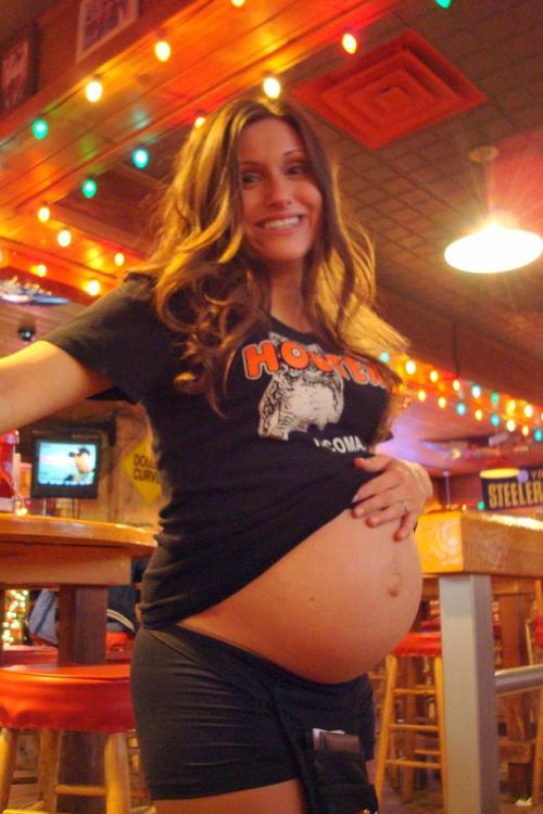 hyperpregnant:When you need to maintain your reputation for waitresses with big boobs, pregnancies can bring your averages up.