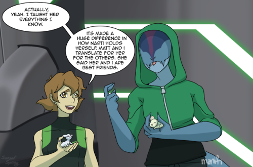 Pidge: Mom’s sister is Deaf, so we were taught American Sign Language since we were little. A few of