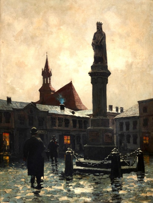 “The Markey Square in Bochnia at night”, 1896 by Ludwik JózefStasiak (1858-1924)■ Ludwik Józef Stasi