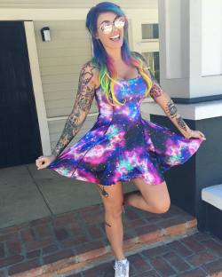 ✨ rainbow space princess 💫 shooting a @buzzfeedtopknot video today with @vividartistichairdesign 🦄 dress by @blackmilkclothing, shades by @luna_australia by darthlux