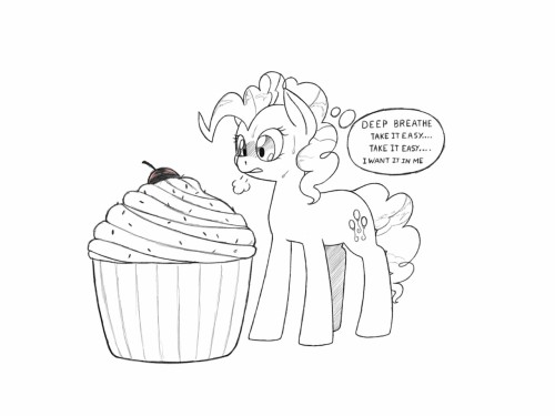 topshelfblog:Pinkie and the giant cupcake. Hopefully there will be a follow-up to this with the aftermath.x3