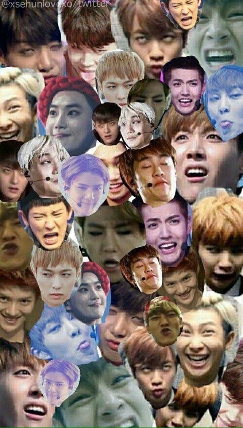 kinkleberries and co. | Collage of funny faces from BTS and EXO