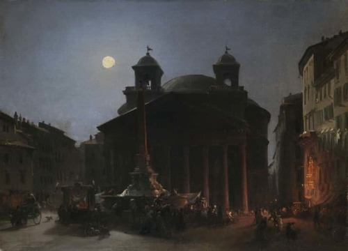 dentelledeperle:Ippolito Caffi  (1809 - 1866)The Pantheon by Moonlight The Pantheon (Latin: Pan