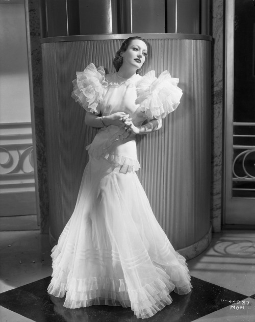 Joan Crawford in the famous dress from &lsquo;Letty Lynton&rsquo;, designed by Adrian, 1932