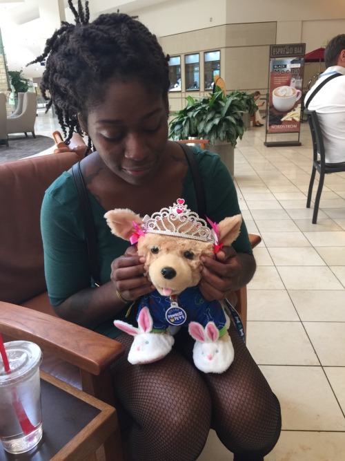 shanedog09:  iamapaperuniverse Build A Bear day! Finally got to take my little girl to make her own stuffie. She was so excited. She made the perfect little snuggle pet. It’s name is Slippers. Or Sir Slips a Lot. It was absolutely adorable.  Today was