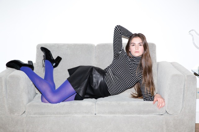 americanapparel:  Janie wearing the Stripe Cotton Spandex Jersey Long Sleeve Turtleneck,