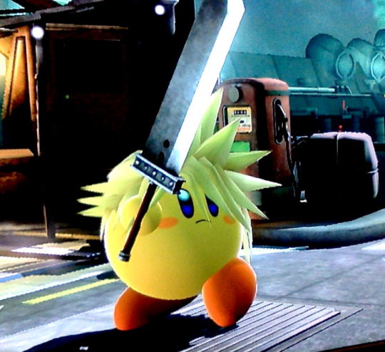 tiduspoo:  tiduspoo:  so is kirby gonna get a buster sword or cloud’s hair   HE GETS BOTH 