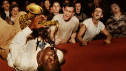 cacophonism:  ginandbird:  vintagenoire:  big jay mcneely drives the crowd wild, los angeles, 1953.  i have always loved this photo… like… this is how new and truly subversive it all was…  Those guys in the front have never heard such insane shit