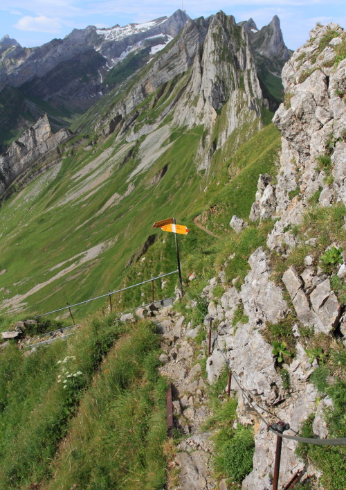 2013: The Swiss do like their hairy walks, but at least they warn you. Path from Schäfler to Altenal