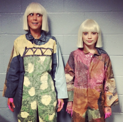 Kristen Wiig and Maddie Ziegler backstage at the Grammys 