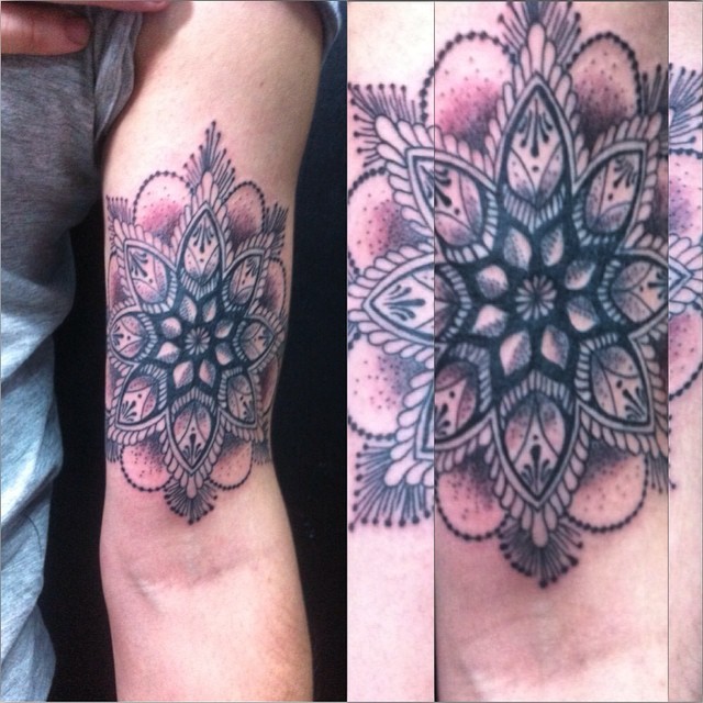 #tattoo #tatuaje #ink #tinta #negro #black #shadow #puntillismo #mandala #brazo #hindu