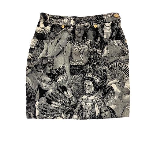 004blu:women of history print high waisted skirt / moschino