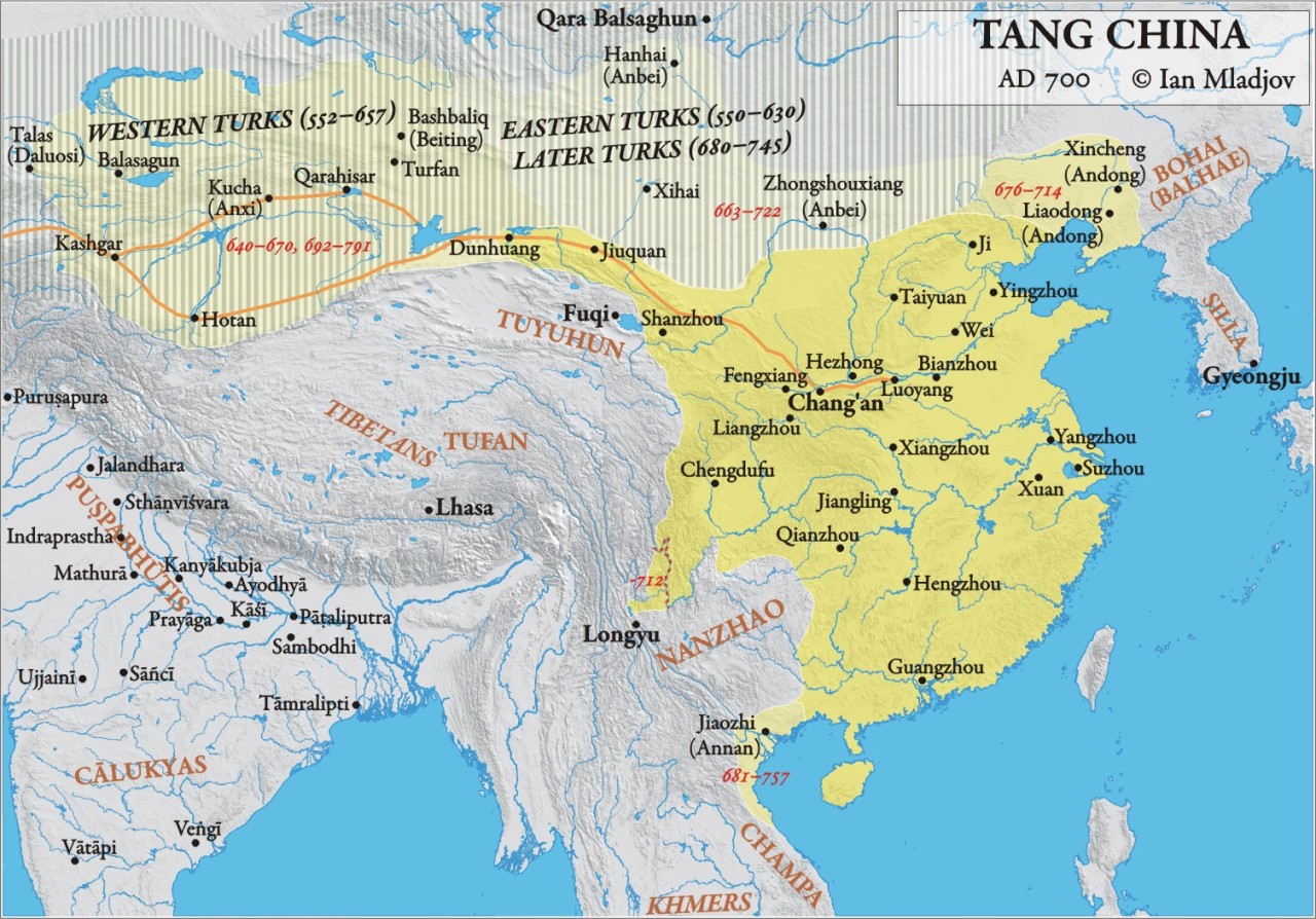 Territory Of The Chinese Tang Dynasty In 700 Ad Maps On The Web