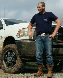 redneckcowboy69:  Like the jeans tucked into his boots and his diesel truck. Woof. 