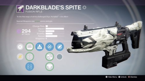  Darkblade’s SpiteFusion RifleSpecial info: This gun has a chance to drop from the Sunless Cell (Ala