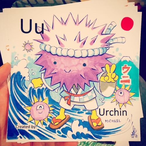 “Uu is for (Sea) Urchin.” Fun little drawing I did at my dear friend’s’ baby shower for their baby’s