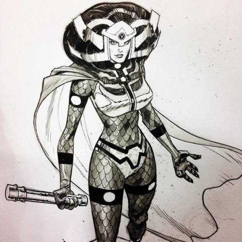 Big Barda inked commission at @denvercomiccon in AA. #bigbarda #marvel #andrewrobinson (at Denver Co