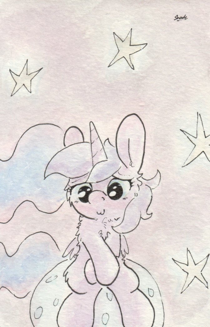 slightlyshade:  It’s a cute little Luna sitting amongst the stars! The anniversary