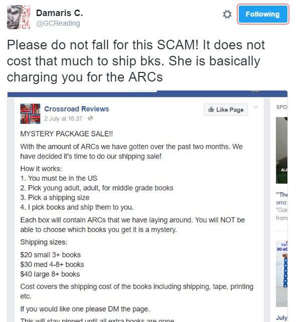 WARNING: BOOK ARC SCAM