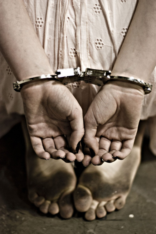 XXX Handcuffed slave girl on her knees.Zakuta photo