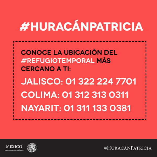 Lista de ayuda para Huracán Patricia en México