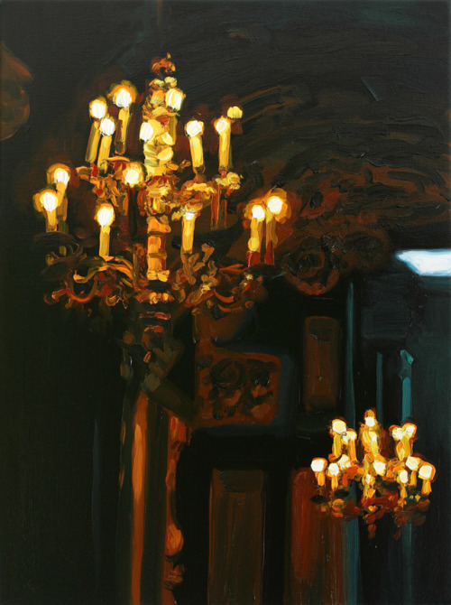 huariqueje:Chandeliers   -   Jan de Vliegher , 2007Belgian,b.1964-Oil on canvas, 80 x 60 cm.
