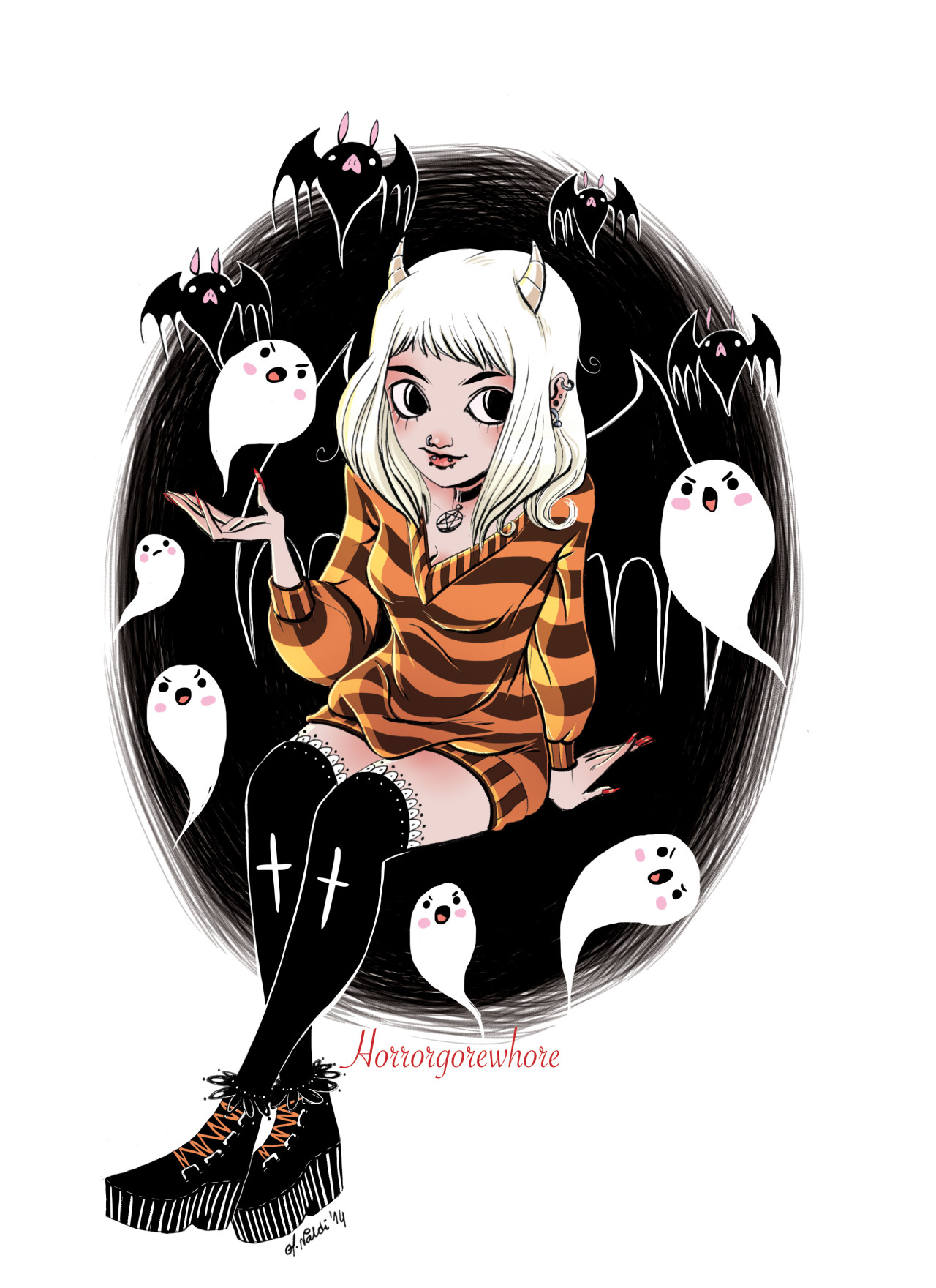 horrorgorewhore:  I have never felt more adorable. This spooky adorable drawing of
