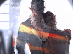 avriellerogue: Zevran and Kalya Tabris, after