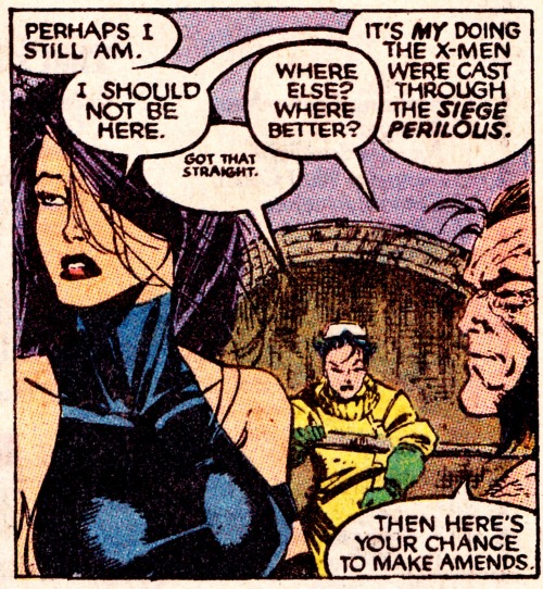 jthenr-comics-vault:  Psylocke & WolverineUNCANNY X-MEN #258 (Feb. 1990)Art by Jim Lee (pencils) Scott Williams (inks) & Glynis Oliver (colors)Words by Chris Claremont