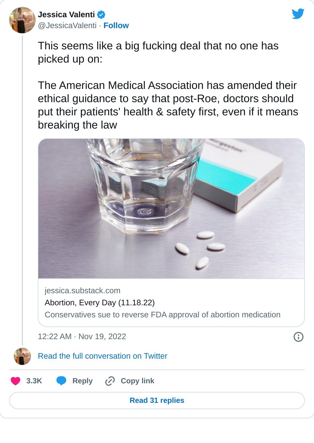 whatbigotspost:ALTView on TwitterAbortion, Every Day (11.18.22) At least the AMA has some common decency. 