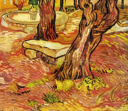 classic-art:The Stone Bench in the Garden of Saint-Paul HospitalVincent van Gogh, 1889Warm toned bru