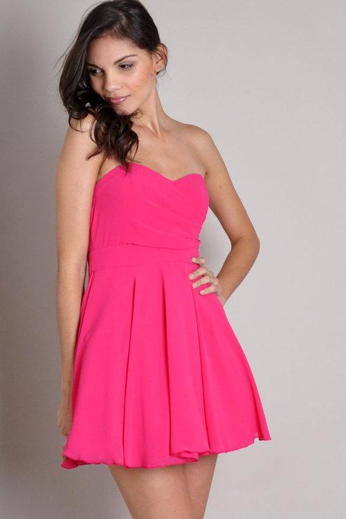 TFNC Cute strapless dress with full volume skirt. Perfect for Prom. Care: 100% Polyester; Hand Wash 