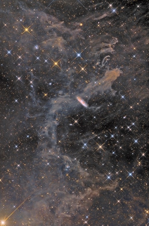 thedemon-hauntedworld: Galaxies, Stars, and Dust Spiky stars and spooky shapes abound in this deep c