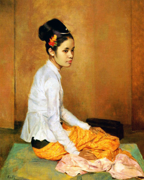 Portraits of Burmese women by Sir Gerald Festus Kelly, early 20th century