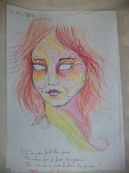 mindblowingart:   A girl draw a series of self-portraits after she’d taken LSD