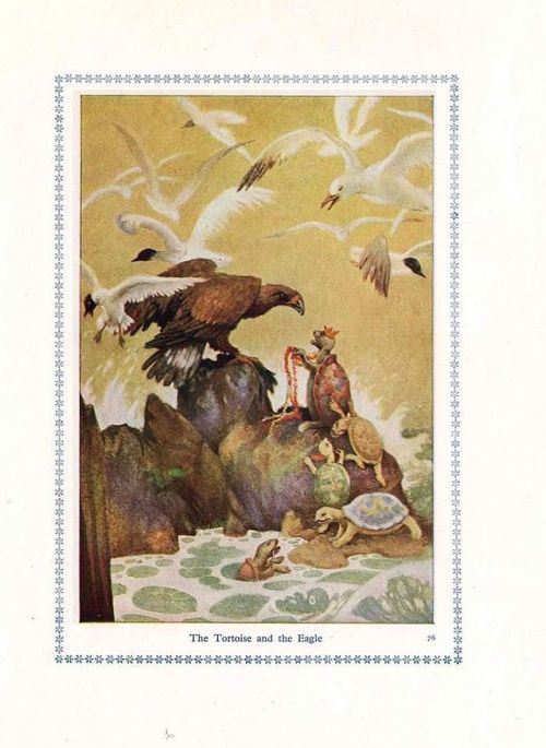 The tortoise and the Eagle. An Illustration by Nora Fry for ‘Aesop’s Fables’, publ