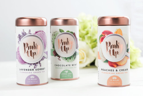 Designed by True Brands, fragrant loose leaf tea is packaged in beautiful tins with copper-colored l