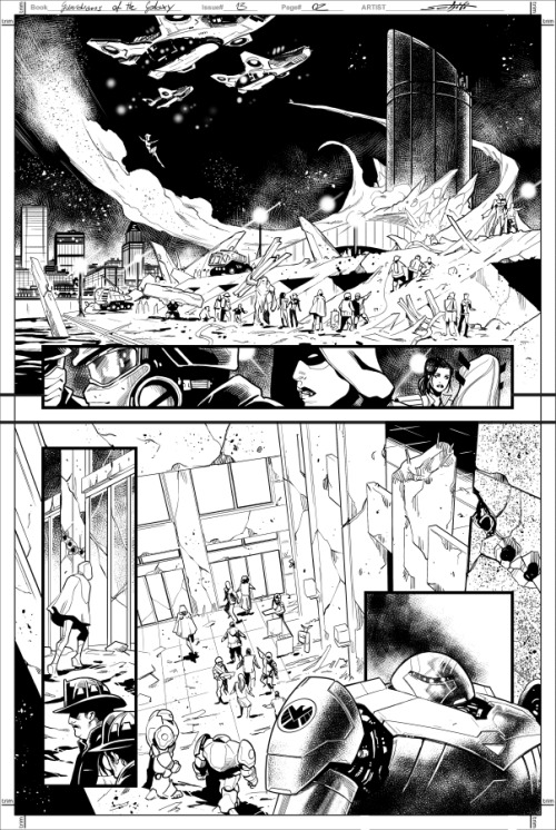 GUARDIANS OF THE GALAXY #13, black and white preview!Written by Brian Michael Bendis Art by Valerio 