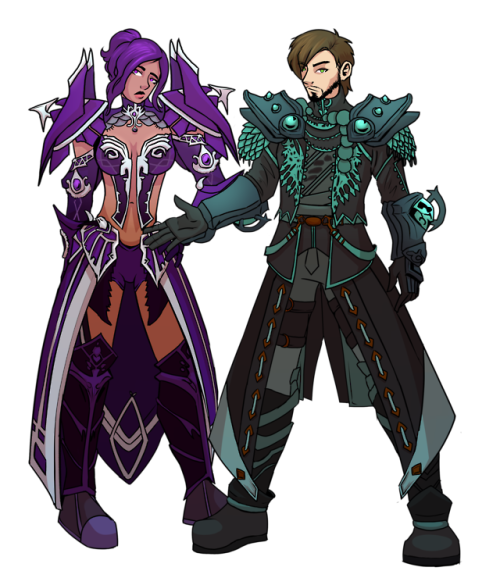 supersonicsoda: Guild Wars 2 Character Commissions I designed them so they could work separately or together. It took me longer than expected to finish because of all the detailed armor. 