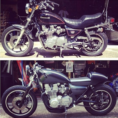 Before and after of @bill_kz1 #kz1000 #caferacerculture #kawasaki looking good Bill