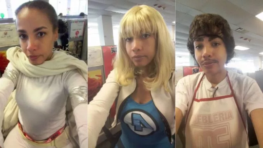National hero outsmarts bullshit workplace dress code with cosplay.