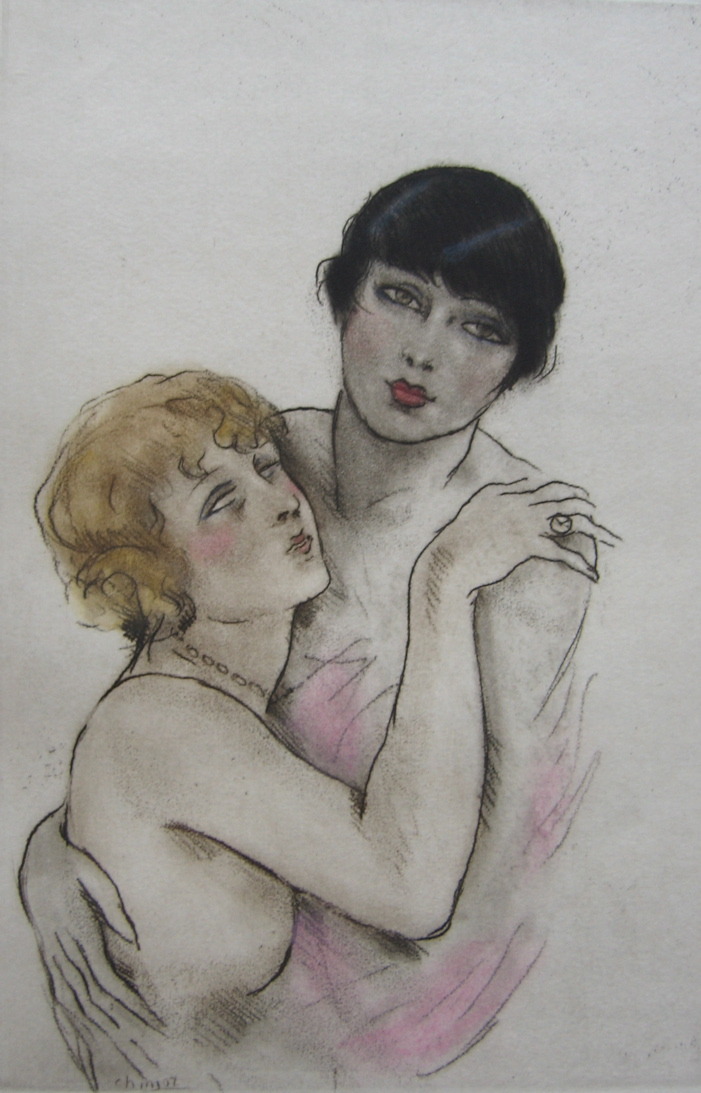 deviatesinc:  Son amie, 1927 etching by Édouard Chimot 
